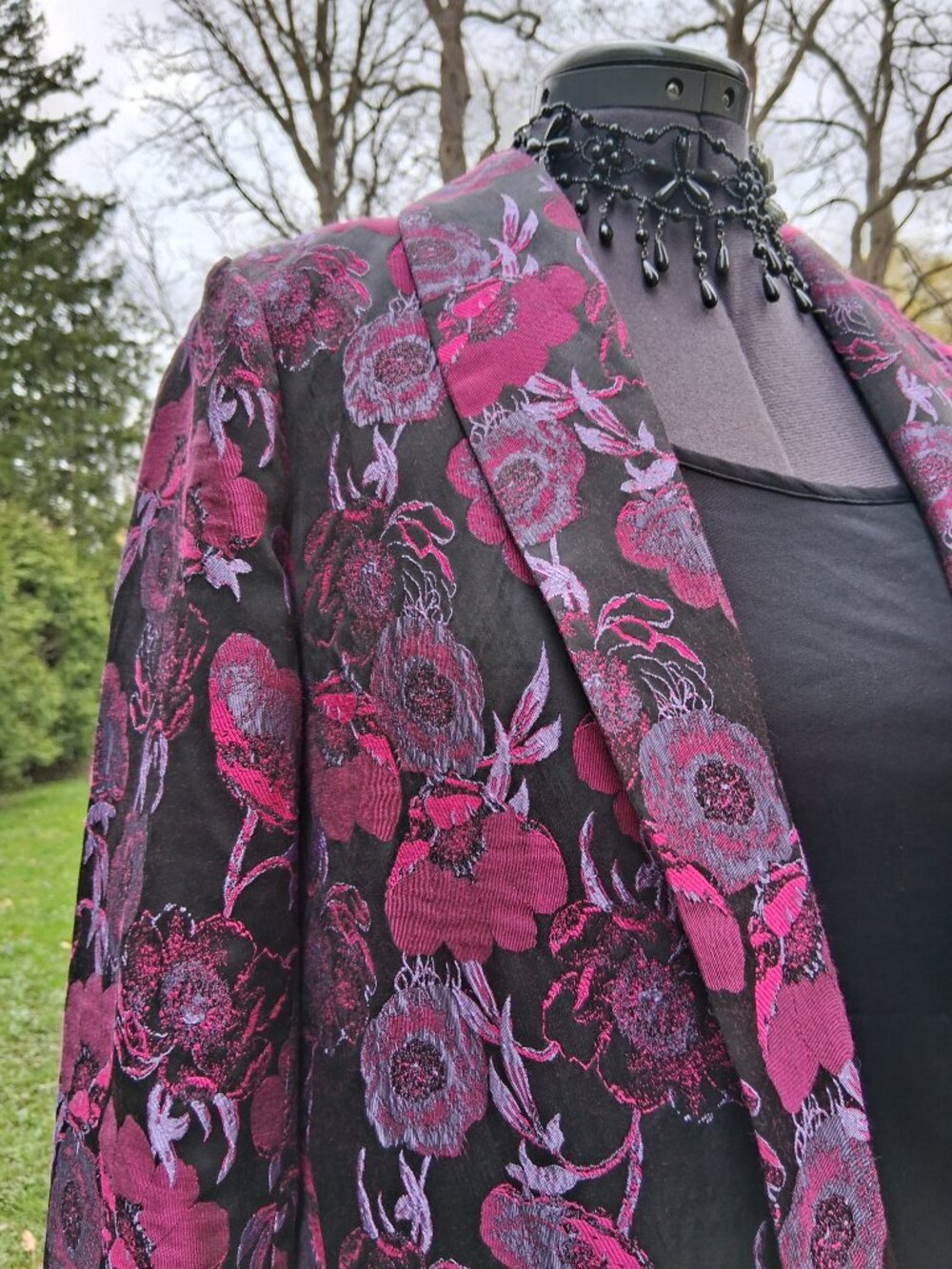 House of Harlow Revolve 1960  Women's Floral Open Blazer Jacket Pink & Black S/M - Picture 5 of 10
